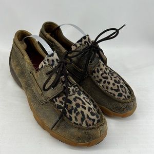Twisted X Kids Shoes in Brown and Leopard Print